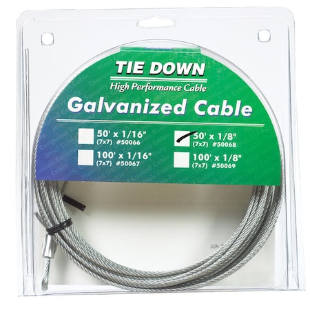 Tie Down Engineering Tie Down Engineering Galvanized Galvanized Steel 1/8 in. D X 50 ft. L Aircraft Cable 50068